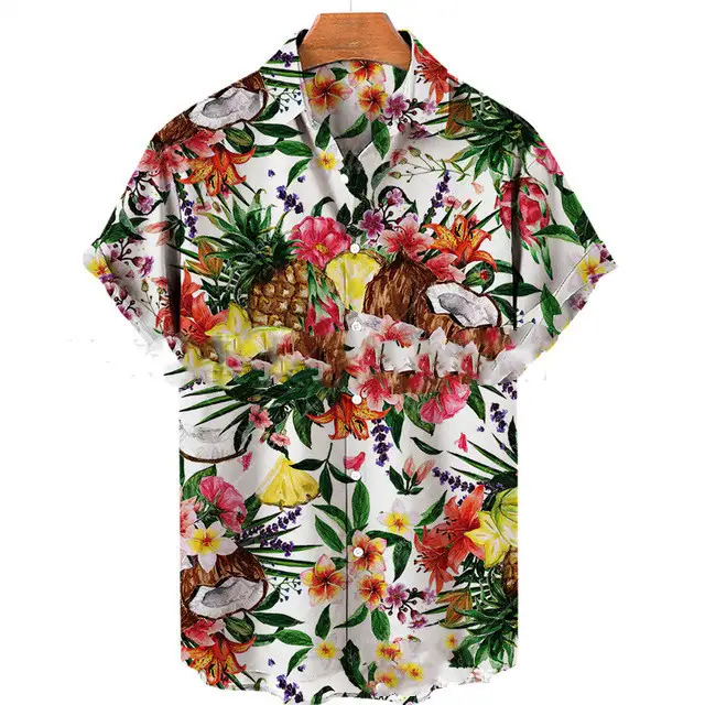Men's Casual Slim Fit Fashionable 3D Printed Short Sleeve Shirt For Men