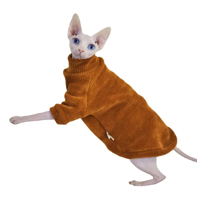 Chenille Hairless Cat Clothes Thickened In Winter Caramel Brown - Shop at LoveMi