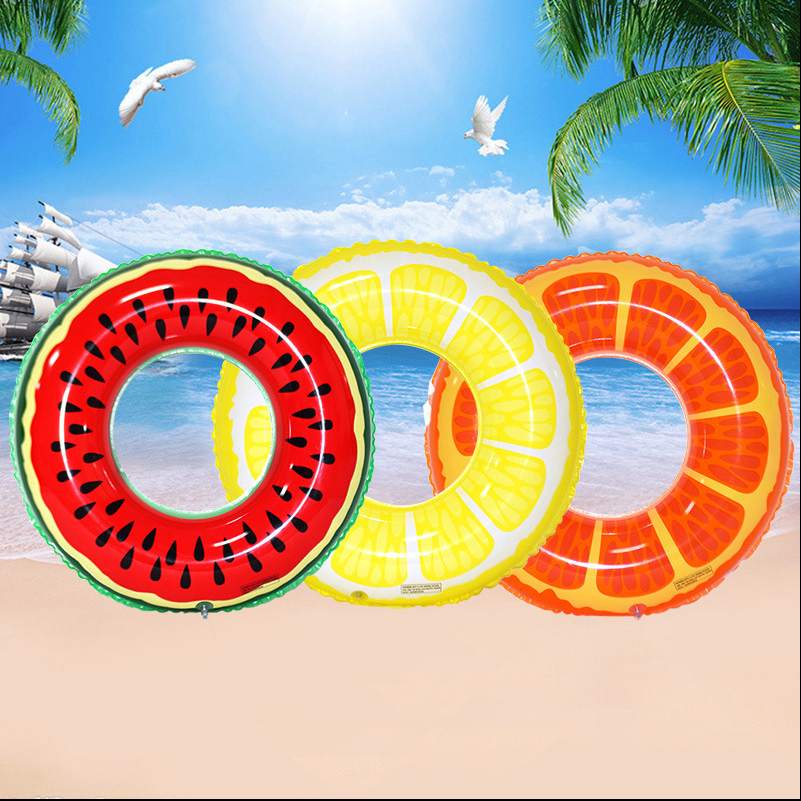 Title 3, PVC Inflatable Watermelon Orange Fruit Swim Ring