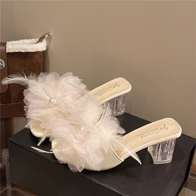 Women French Style One Strap Slide Sandals, 2026 New Summer Versatile Open Toe Chunky Heel Outdoor Slippers product image