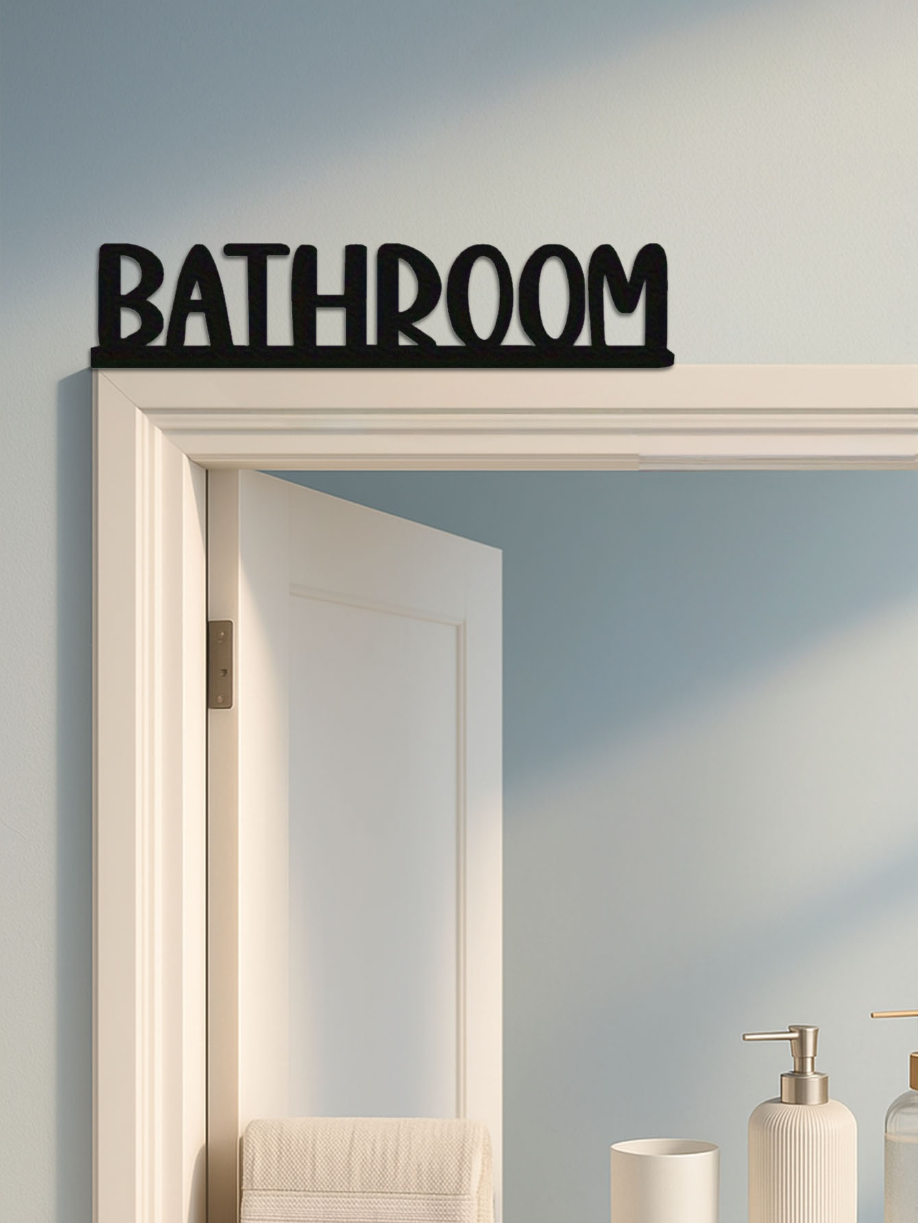 Sleek Metal Bathroom Wall Sign – Stylish Graphic Art Masterpiece For Home Decor