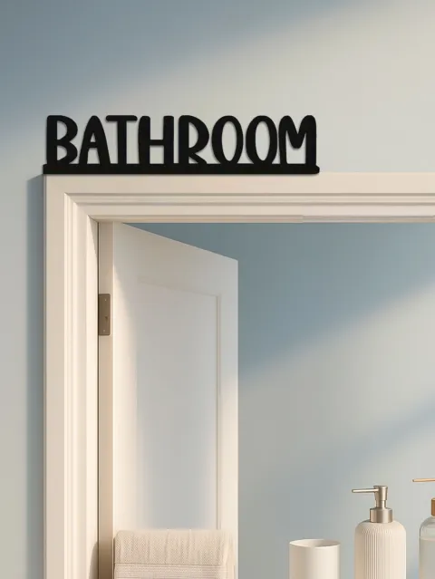 Sleek Metal Bathroom Wall Sign - Stylish Graphic Art