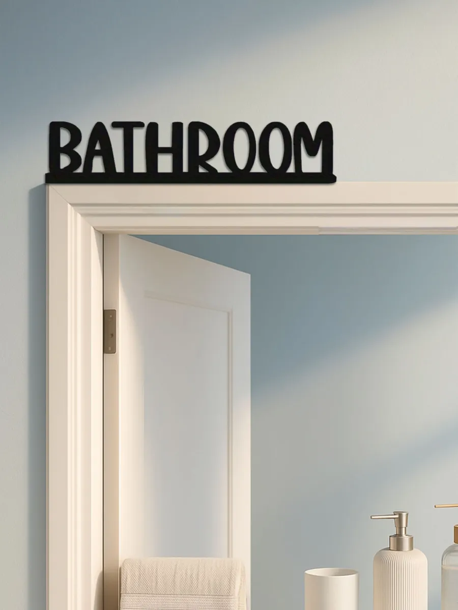Sleek Metal Bathroom Wall Sign - Stylish Graphic Art