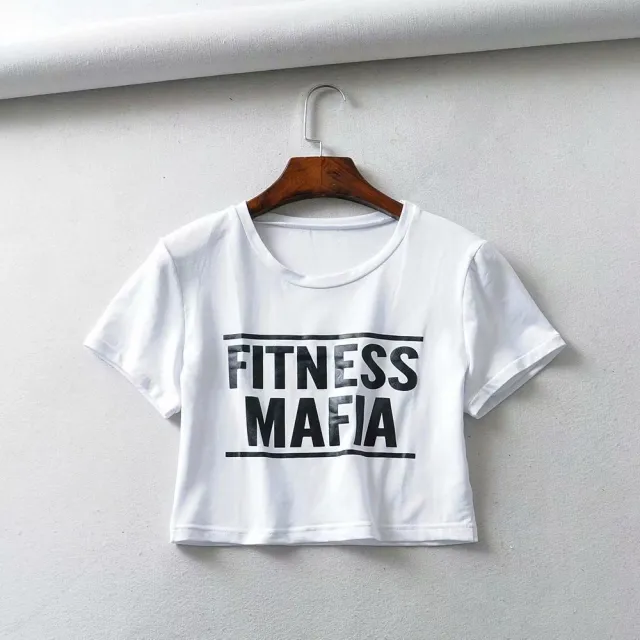 Letter Print Slim Short Sleeve T Shirt Women's Top White - Shop at LoveMi