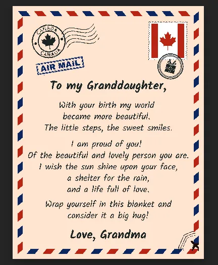 Envelope Letter Writing Flannel Blanket - Love Grandma