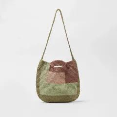 Cute Crossbody Straw Woven Bag Girl - Green - View 1