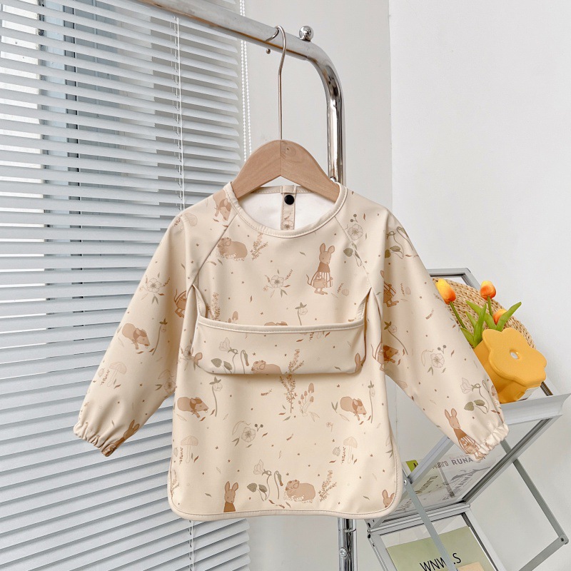Reverse Wearing Drawing Bib Infant Feeding Protective Clothing