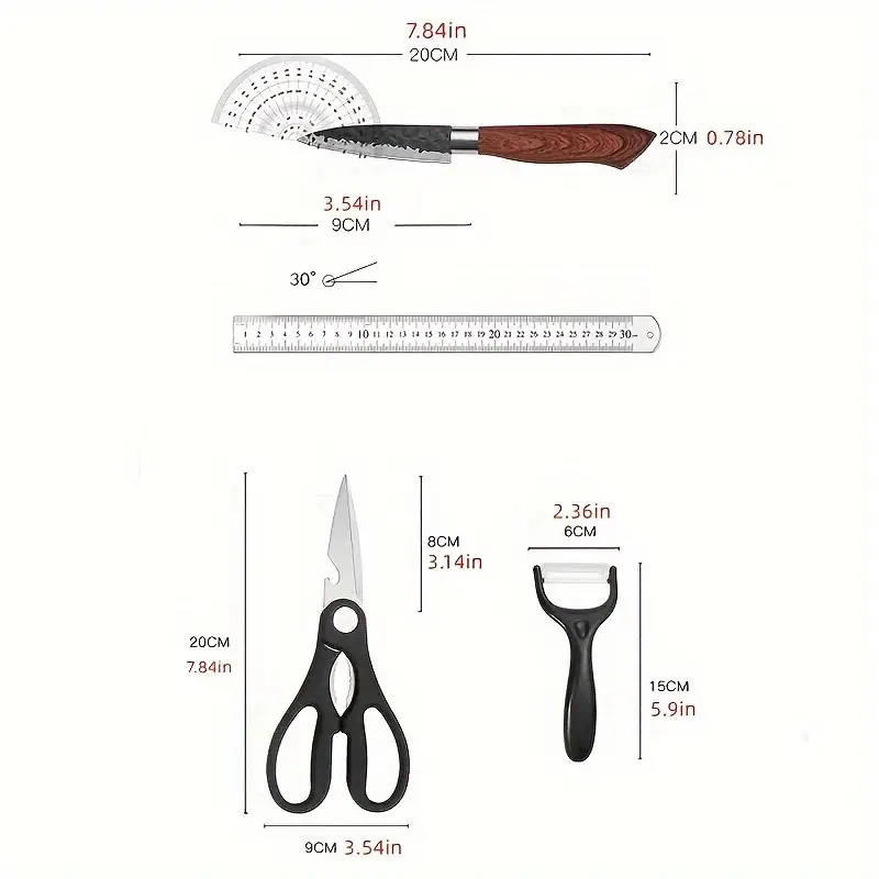 6 PCS Kitchen Knife Sets, Steel Kitchen Knives Set Tools Forged Kitchen Knife... 8