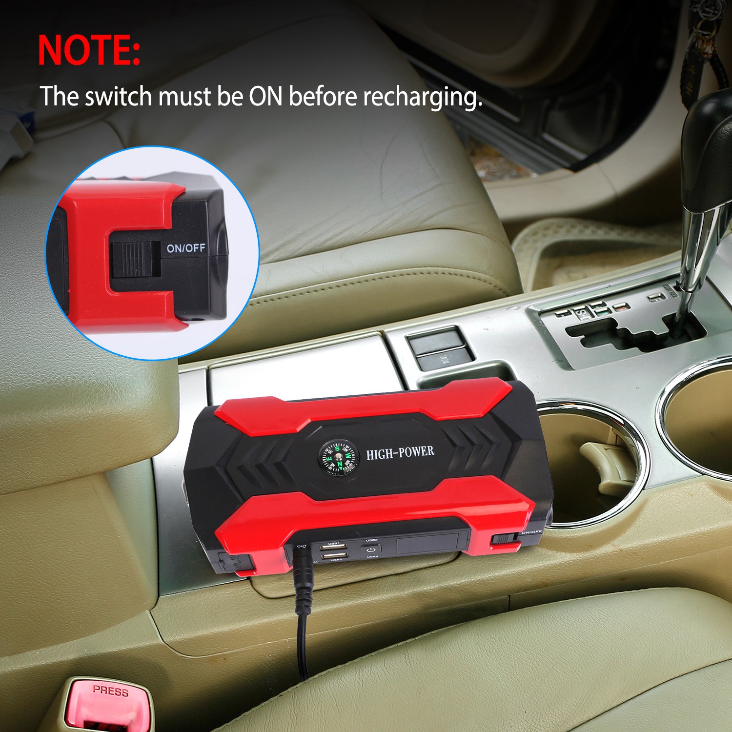 Car Jump Starter Booster 800A Peak 28000mAh 12V Battery Charger Up To 6.0L Gas Or 3.0L Diesel Engine With LCD Screen 4 Modes LED Flashlight — foto 11