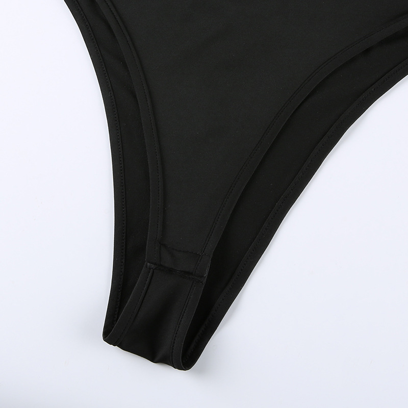 Irregular Hole Hollowed-out Slim Fitting Sling One-piece Top - Image 4