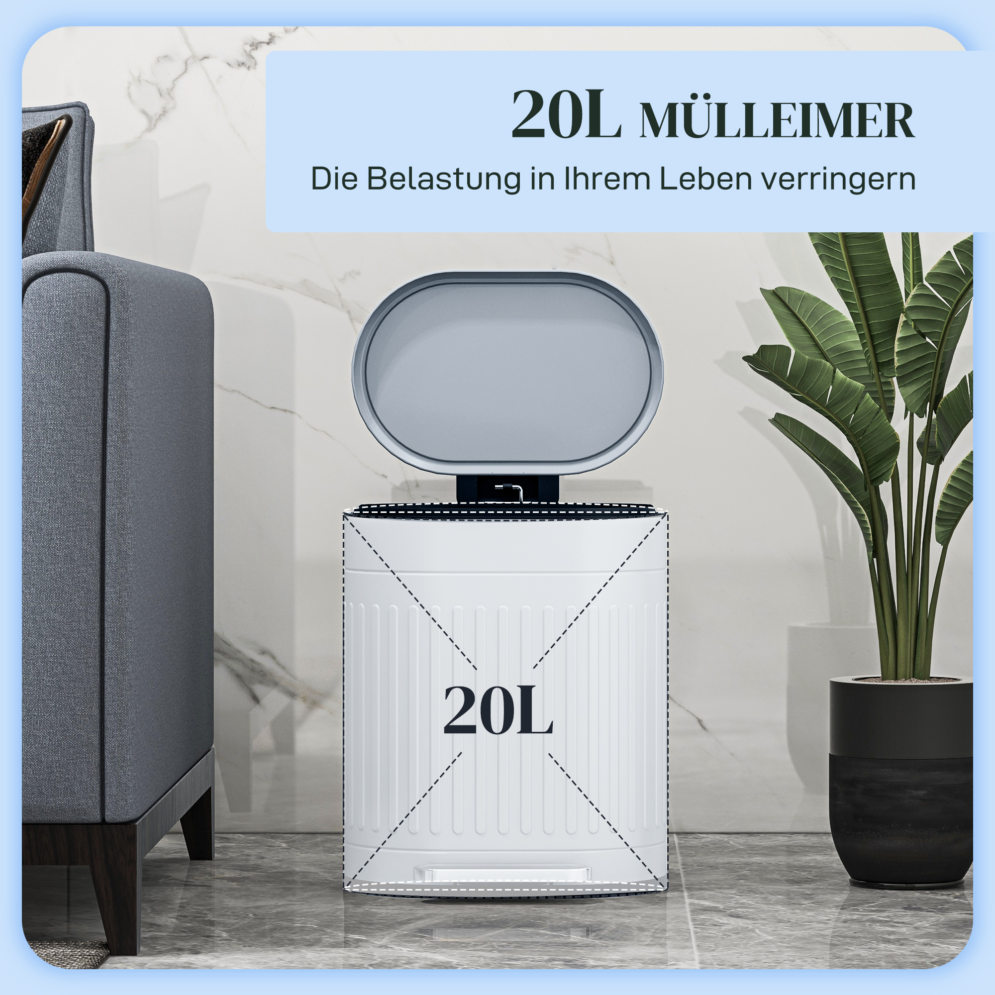 20 Liter Metal Kitchen Trash Can With Gradual Lowering Lid - Gray — image 8