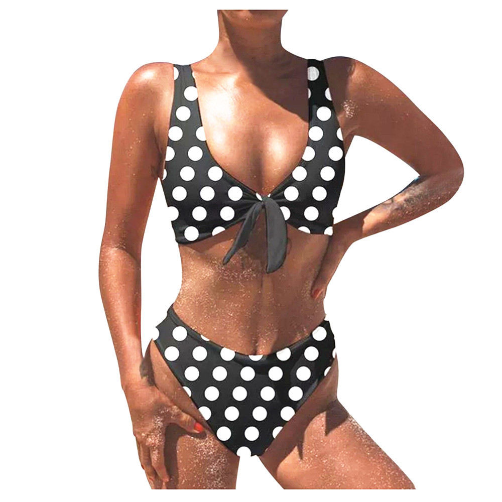 Title 6, Print Knotted Wide Strap Split Bikini