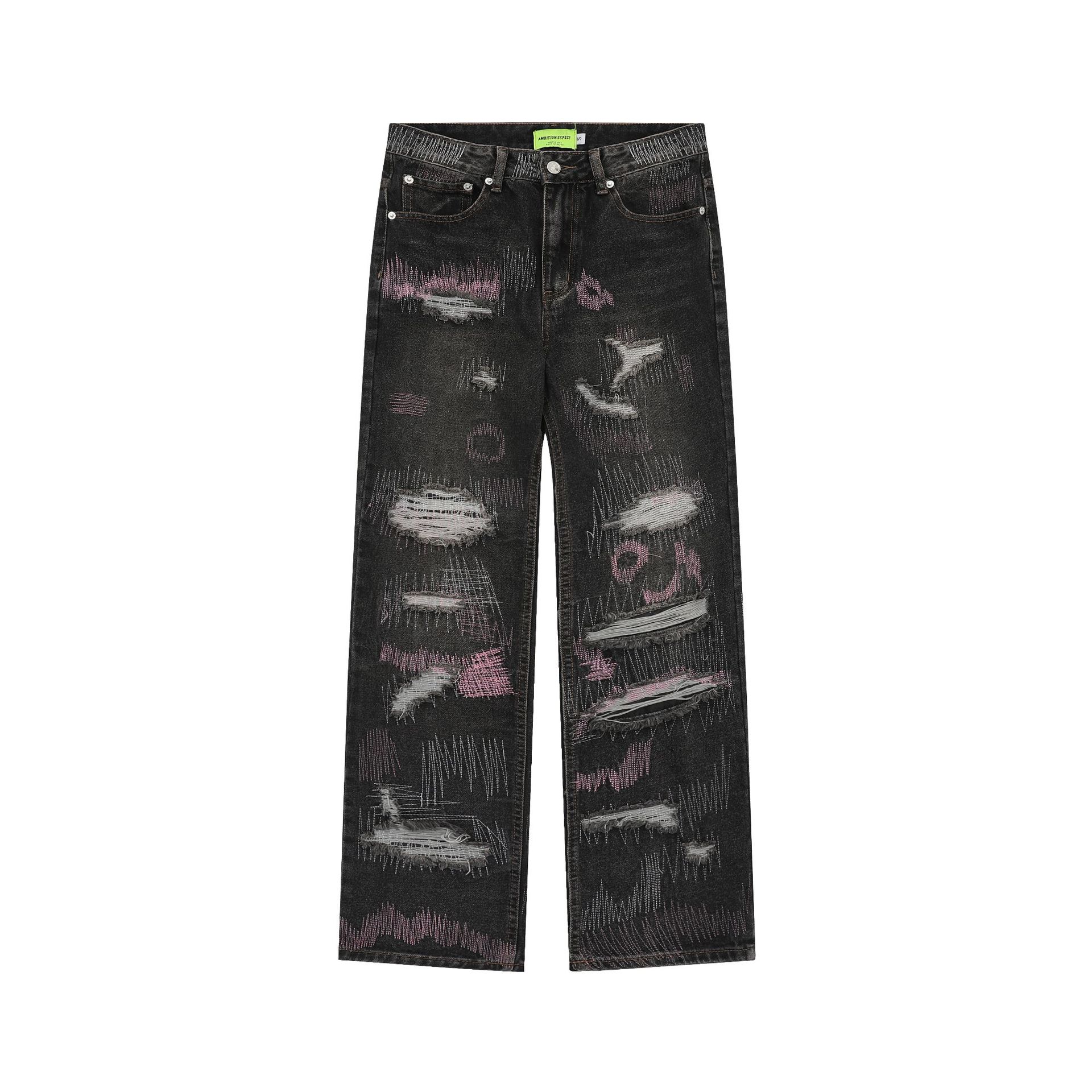 Men's New Straight Jeans With Holes