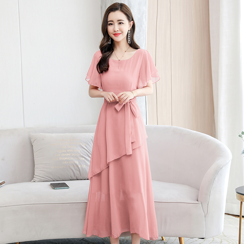Short Sleeved Chiffon Sweet Dress For Women