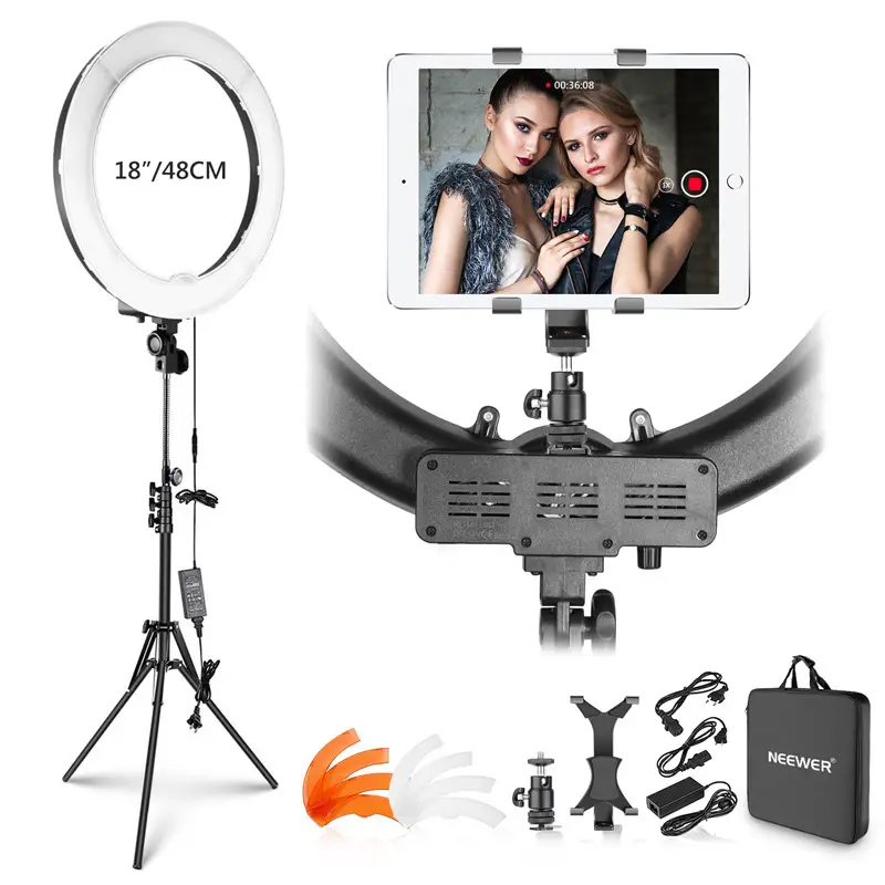 18-Inch LED Ring Light with Adjustable Stand and Phone Holder for Photography and Video