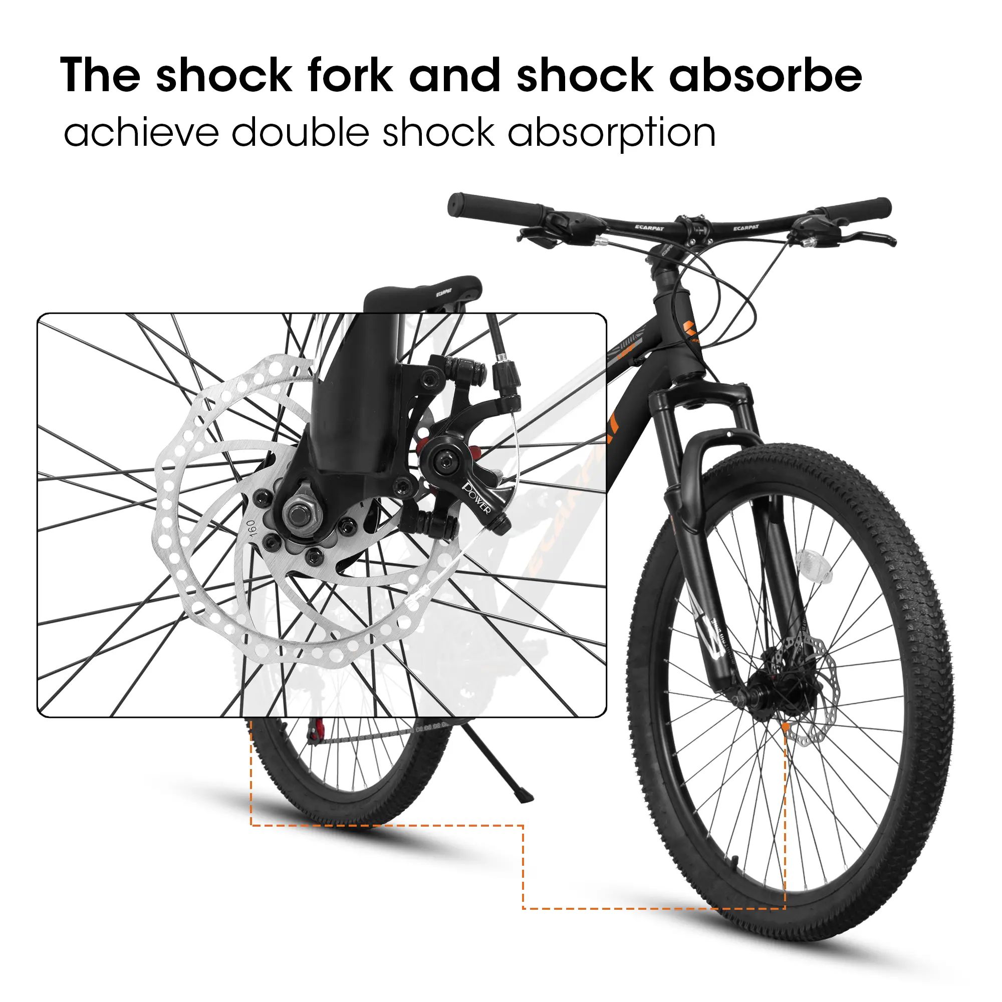 A26207 26 Inch Steel Frame Shock Fork Plus Shock Absorber 21-speed Unisex Mountain Bik