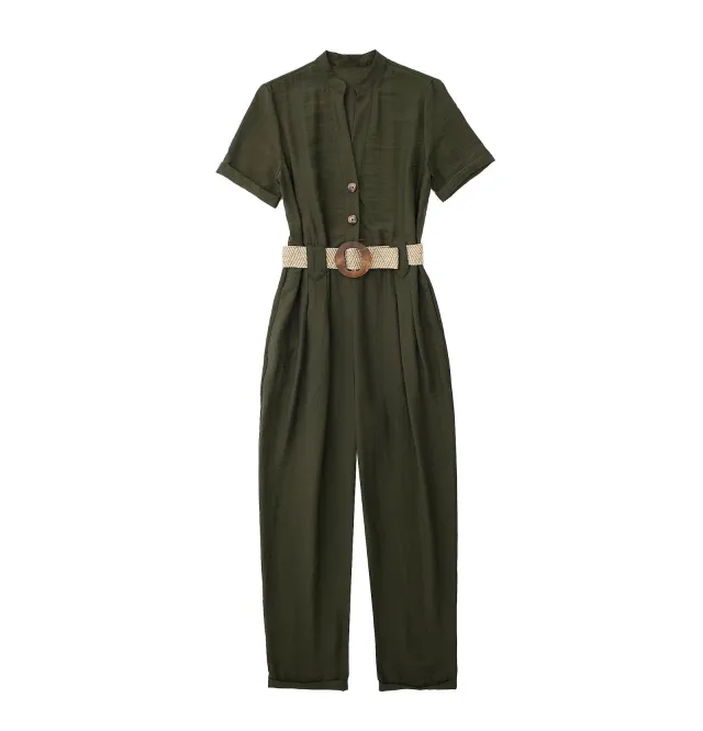 Women's Fashion Lapel Belted Cargo Jumpsuit - Shop at LoveMi