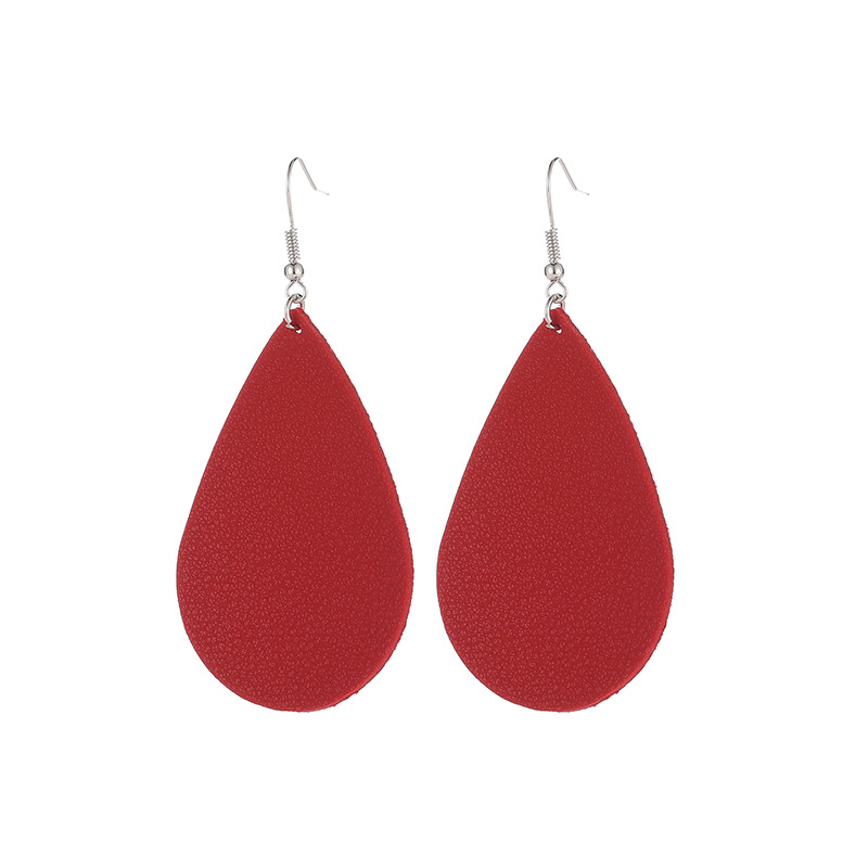 Leaf Drop PU Artificial Leather Earrings