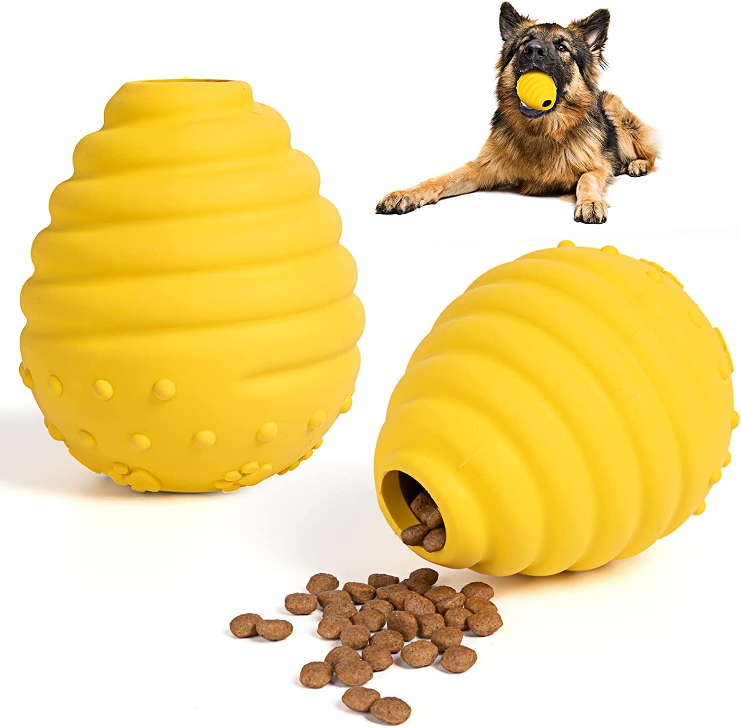 Egg-shaped Dog Food Teething Toy Yellow