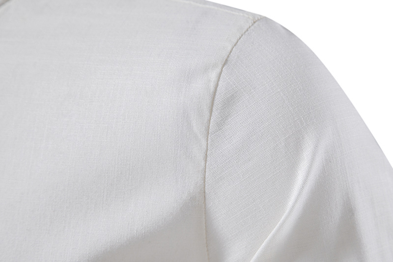 Men's Cotton Linen Shirts Long Sleeve Solid Color - 23