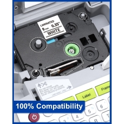 6PCS For Brother P-Touch TZe-231 TZe-131 TZe-221 Label Tape 9mm PT-D410-6PCS 9mm Black On White