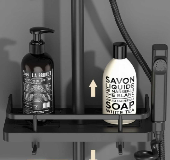 4-Way Diverter Black Bathroom Shower Mixer Twin Head Large Square Bar Set — image 9