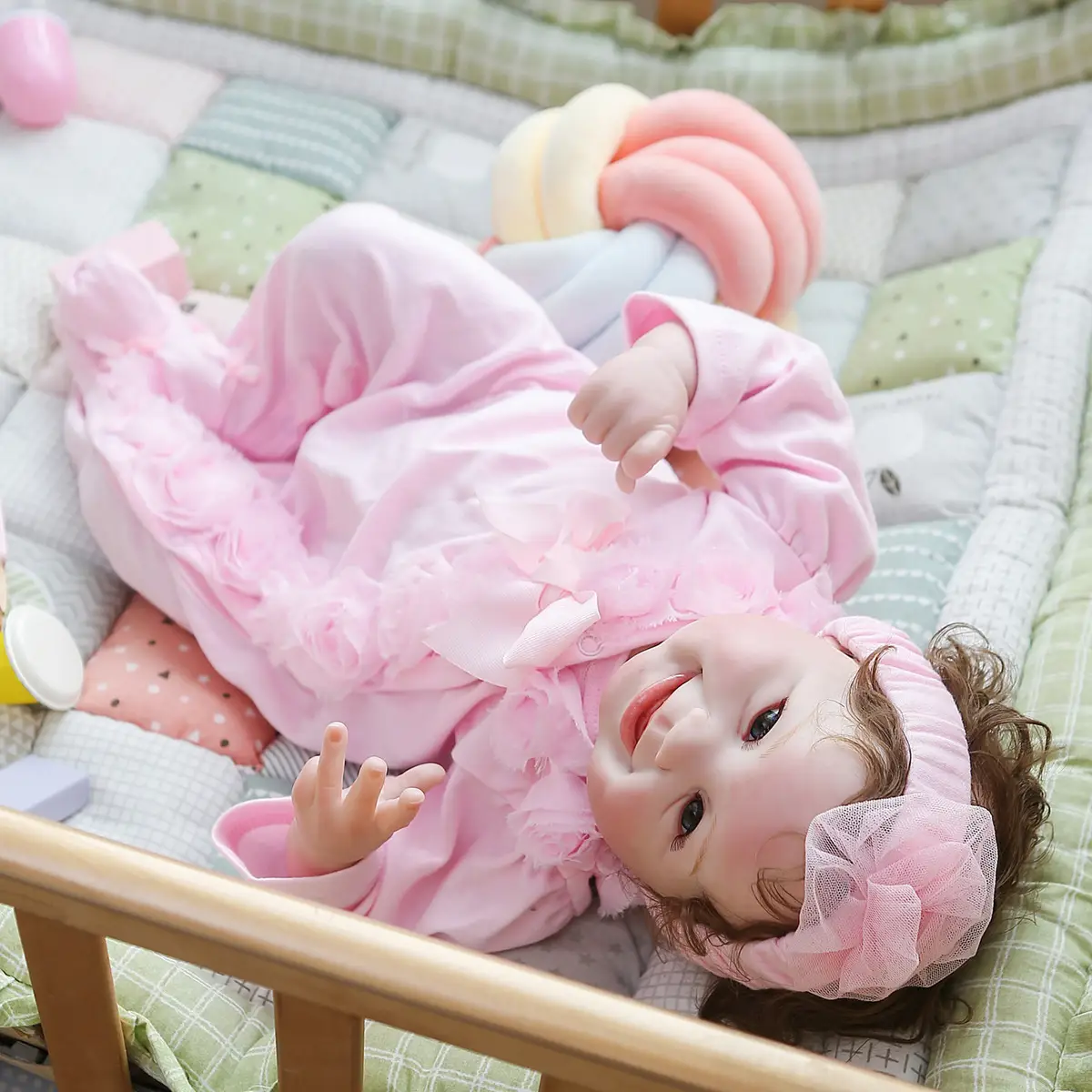 Cute Acrylic Eyes Smiling Baby Reborn Toy