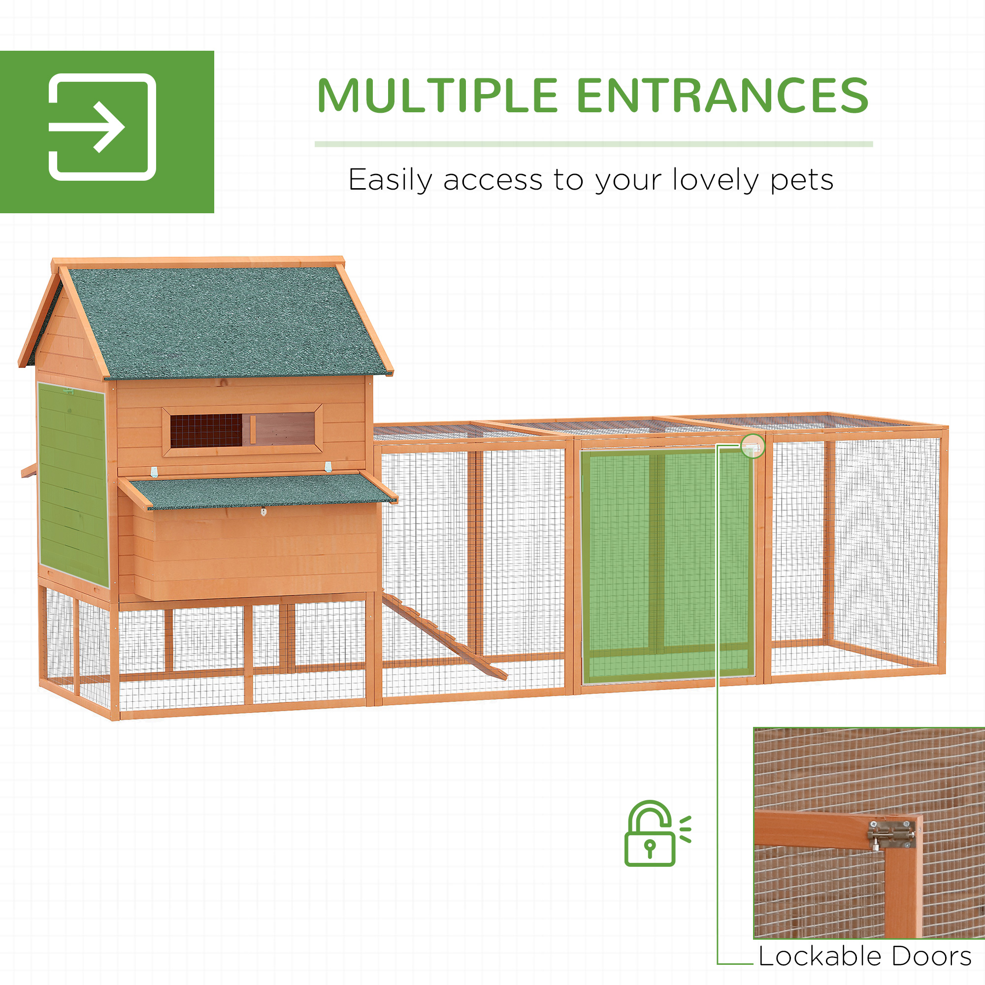 Wooden Chicken Coop for 8-10 Chickens with Lockable Door - Image 2 of 7