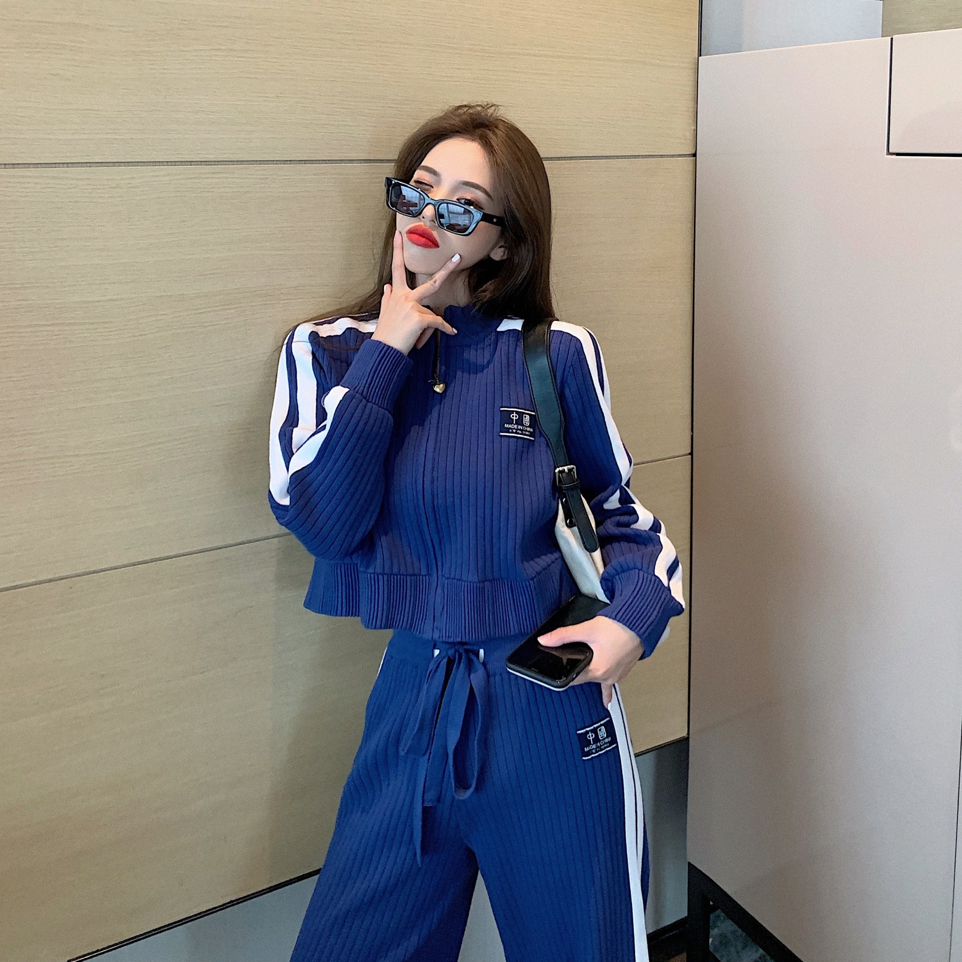 Loose Casual Zipper Sweater Coat With Short Long Sleeves