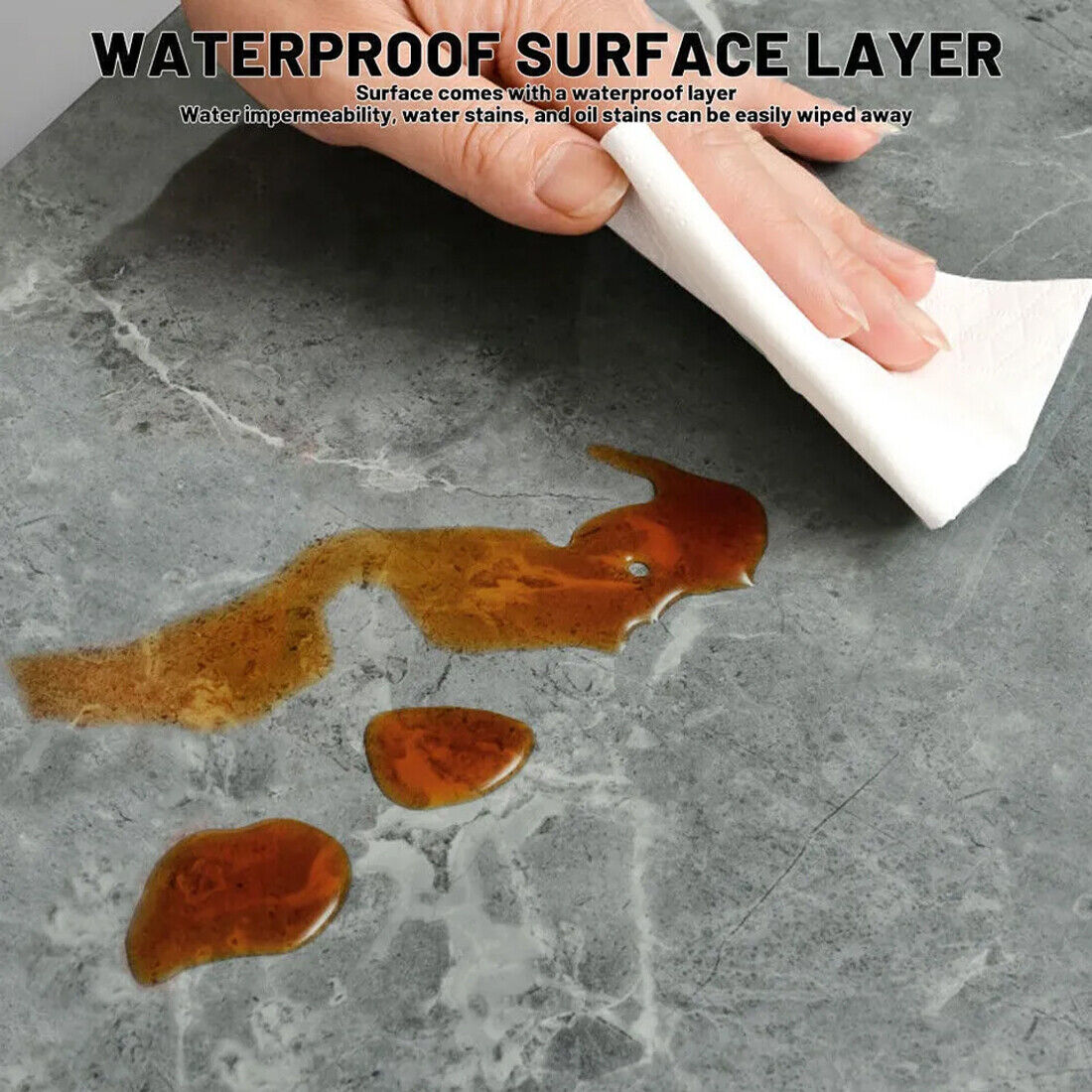 10x Marble Tiles Sticker Self-Adhesive Stick On Kitchen Home Wall Bathroom