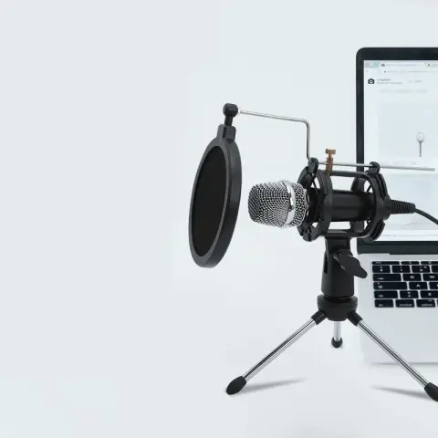 Mini Mobile Computer Live Broadcast with Stand Microphone Aluminum