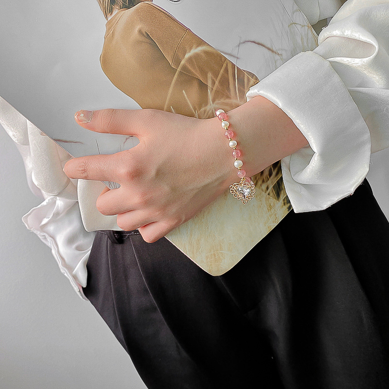 Freshwater Pearl Bracelet Female Korean Fashion Love Crystal