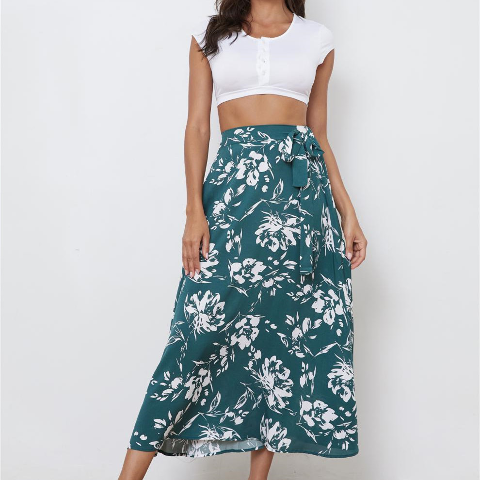 Women's Fashion Floral Print Chiffon Skirt