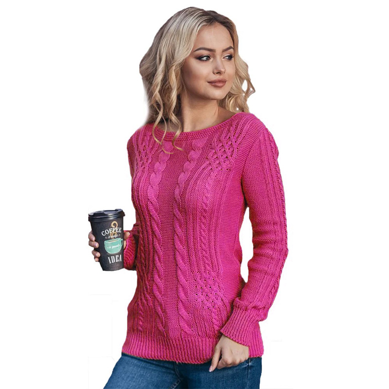 Title 6, Fluorescent Round Neck Twist Twist Casual Knitt...