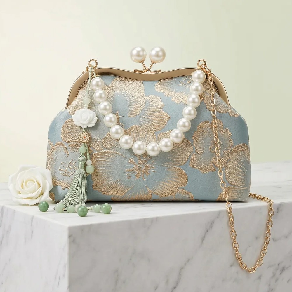 Pearl Embroidered Shoulder Bag Crossbody Bags For Woman Handbag — image 8