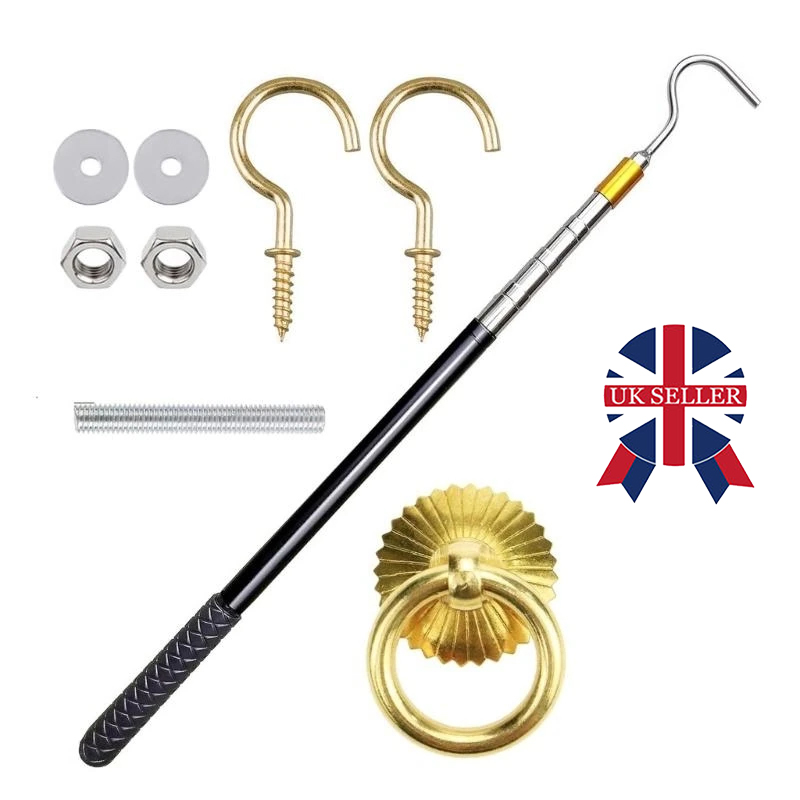Attic Ladder Pull Down System Kit Loft Pole With Hook — image 9