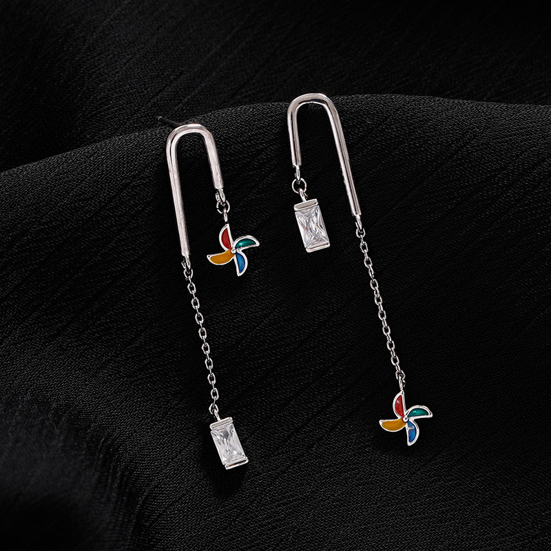 New Trendy Personality Niche Earrings 925 Silver Needle Asymmetric Long Earrings