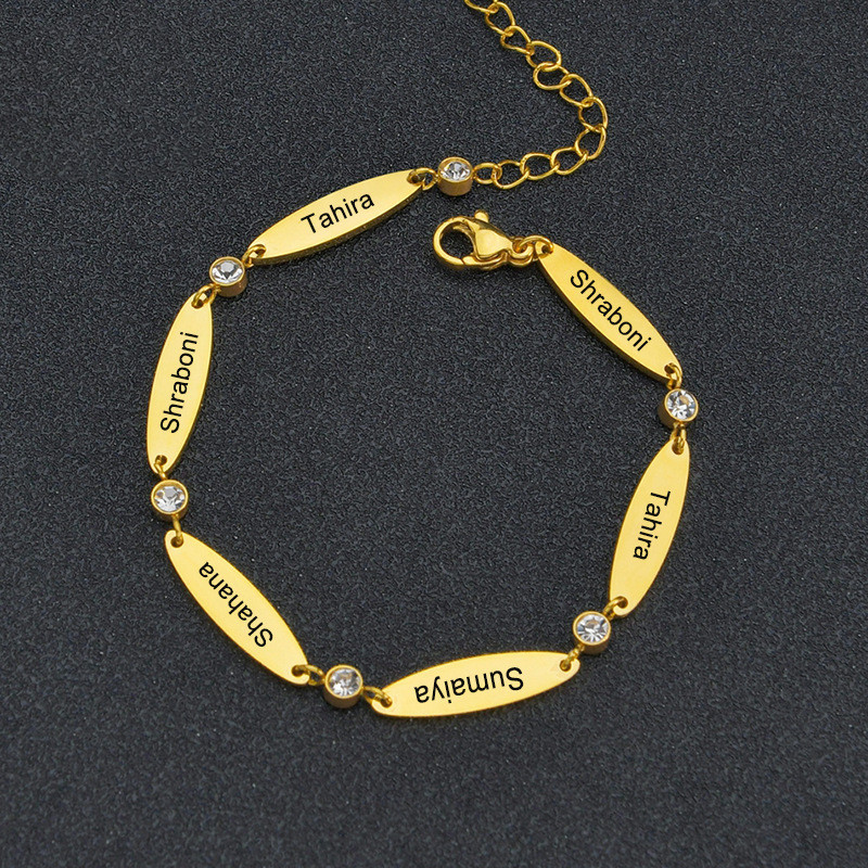 European And American Oval Piece With Diamond Bracelet Simple Personality