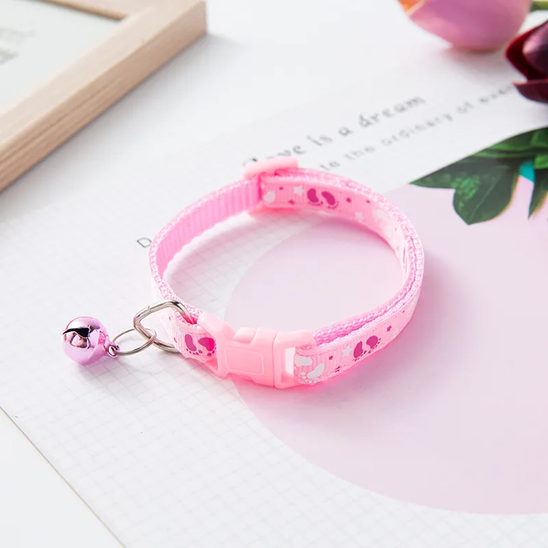 Pepet Bei Bei Double Footprints Stick Cloth Pet Cat Dog Item Bell Collar - Pink