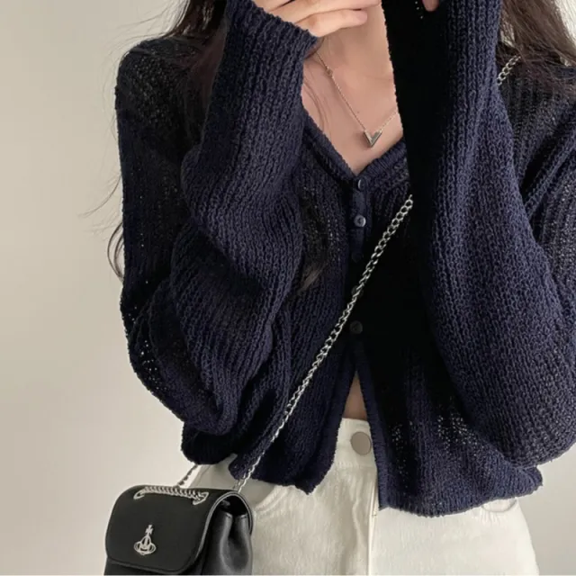 Thin Sun Protection Knitted Cardigan For Women Black - Shop at LoveMi