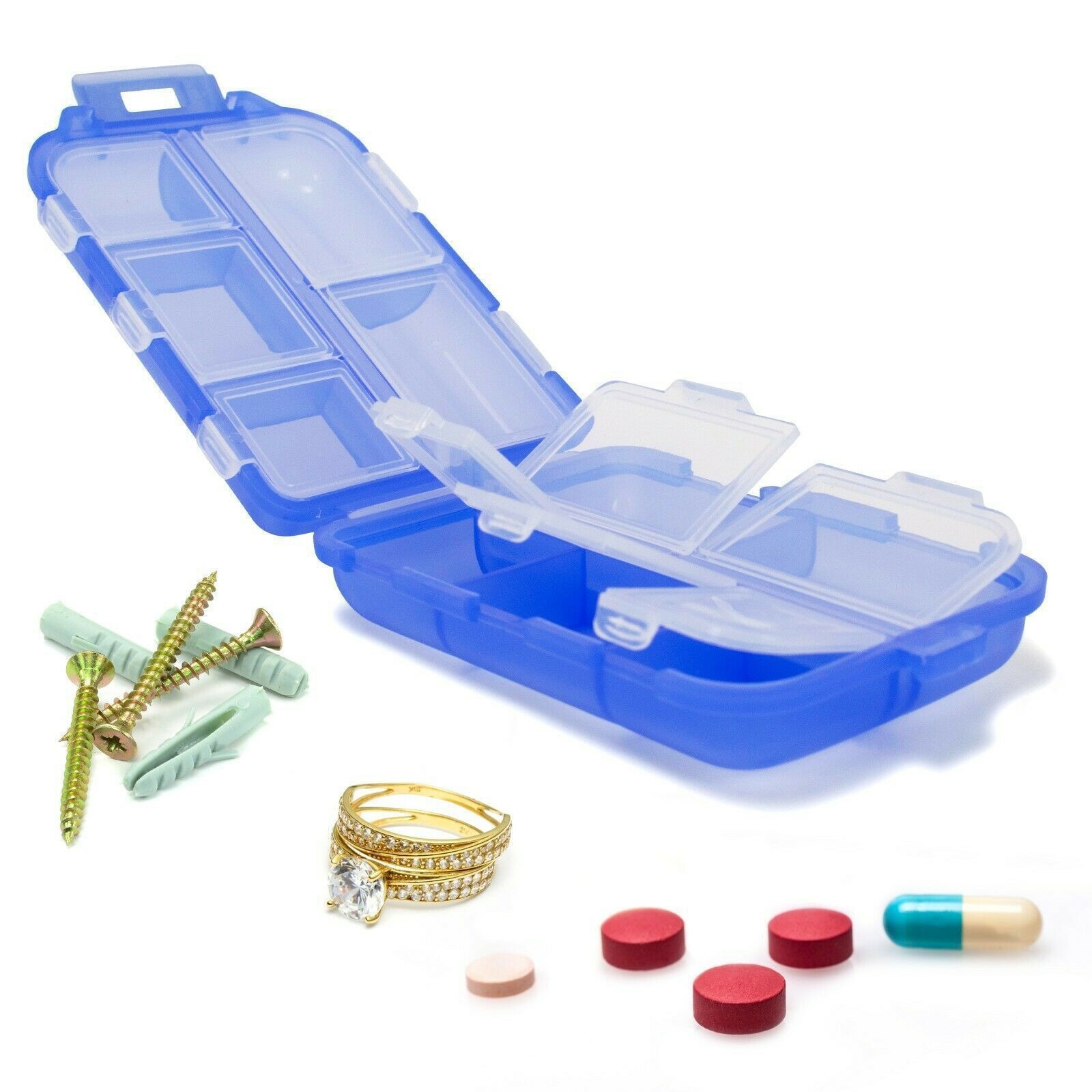 Travel Pill Organizer 10 Grid  Moisture Proof Pills Box For Pocket Purse Daily Pill Case Portable Medicine Vitamin Holder Container - Image 1