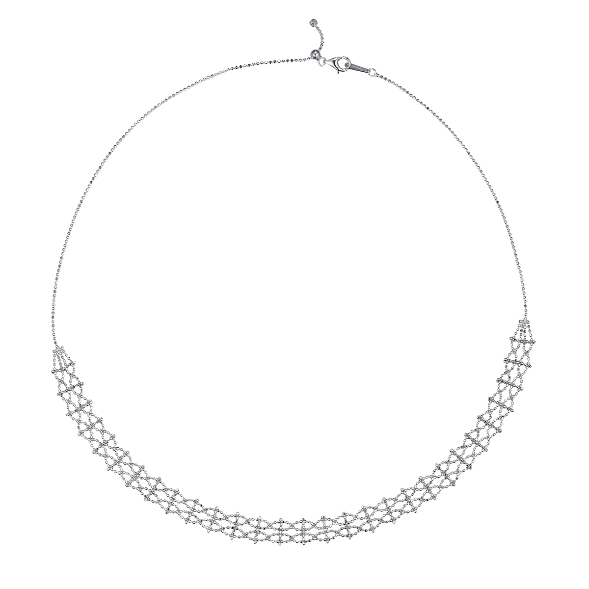 S925 Sterling Silver Lace Weave Necklace 45cm Adjustable 4.4g 9.4mm Platinum Gold Rose Gold Plated Gift Box