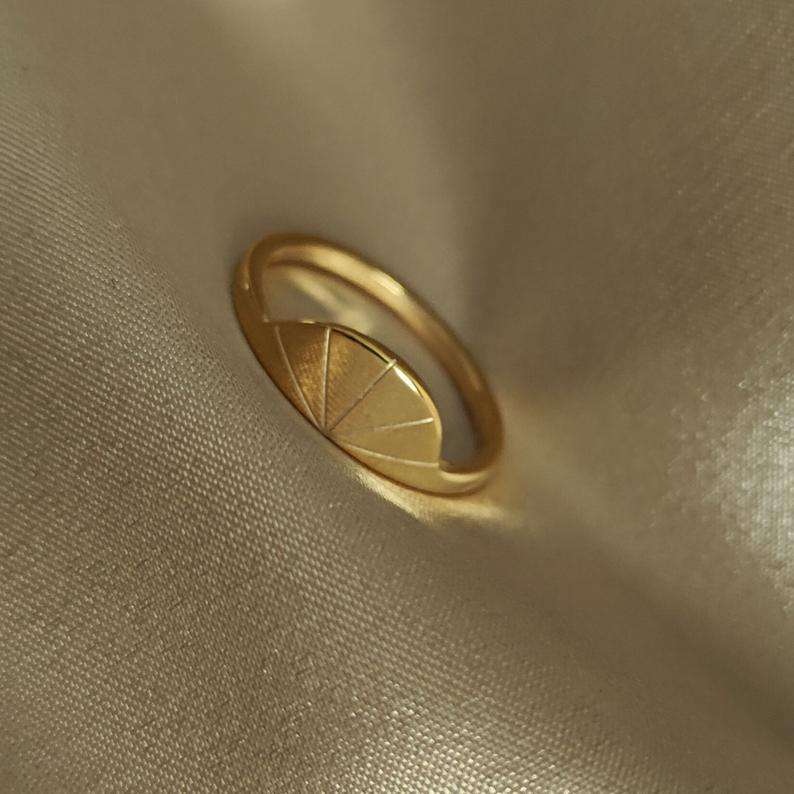 Titanium Steel Gold Plated Simple Sunrise Sunshine Ring