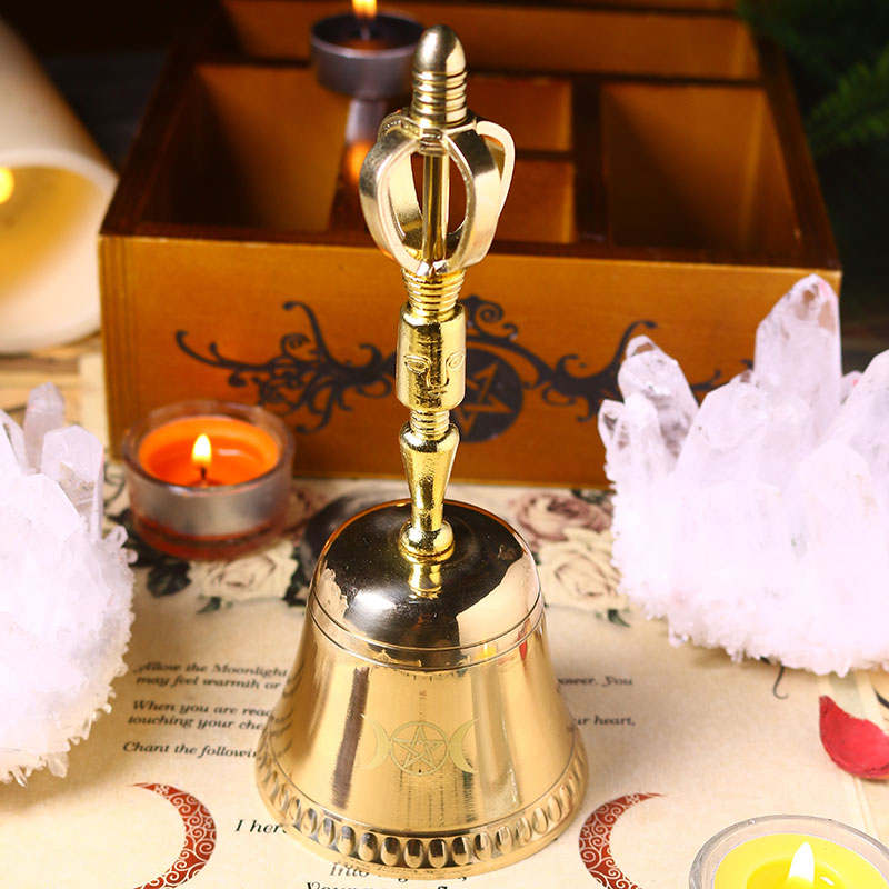 Pentagram tri phase moon ceremony ornaments holy bell brass