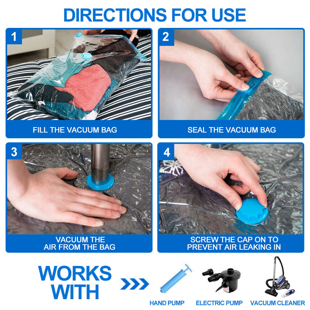 12 X Solid Vacuum Storage Bags, Space Saving, Vacuum Saving, Large Vacuum Storage Bags