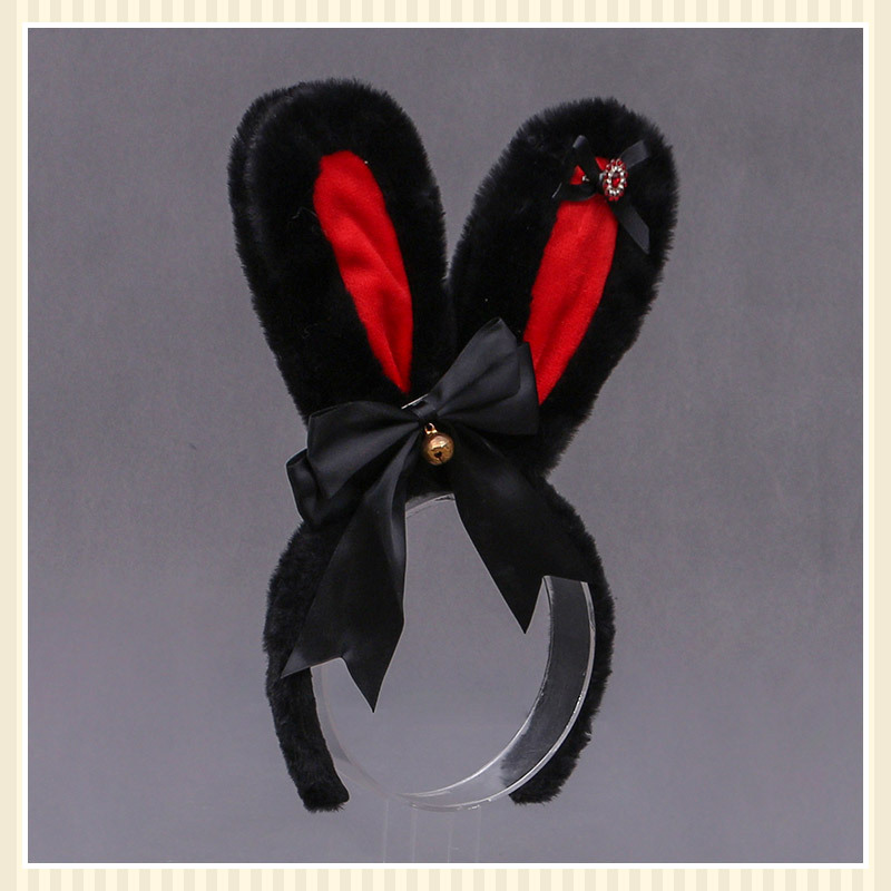 Lolita Animal Ears Accessories Diamond Bowknot Plush Rabbit Ears Headband