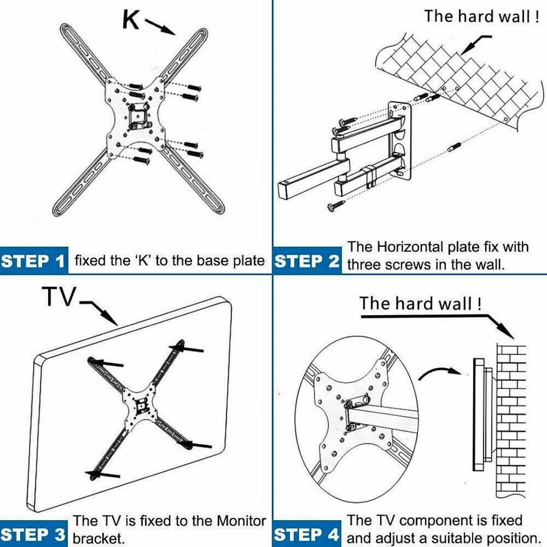 Swivel TV Wall Mount Bracket For 26 32 40 42 50 52 55 Inch 3D LCD LED Plasma UK — image 7