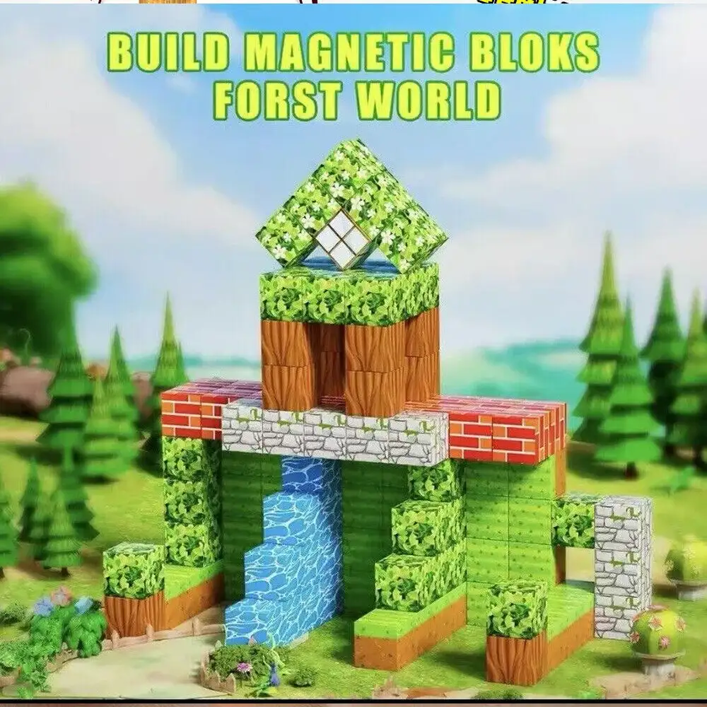 Set Minecraft Magnetic Building Blocks Children Kids Educational Toy Gifts