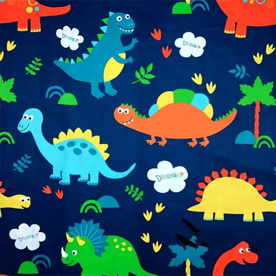 Dinosaur Pattern Cotton Twill Fabric Pillow Cover