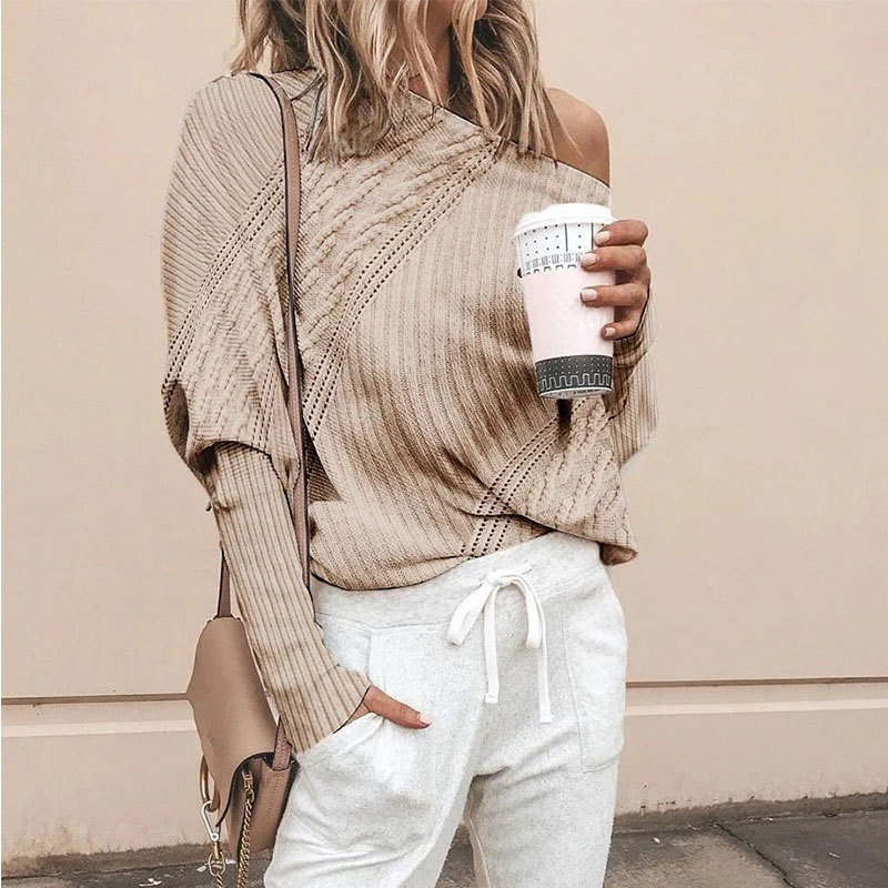 Lantern Sleeve Solid Color Loose Sweater Women Lazy Pullover
